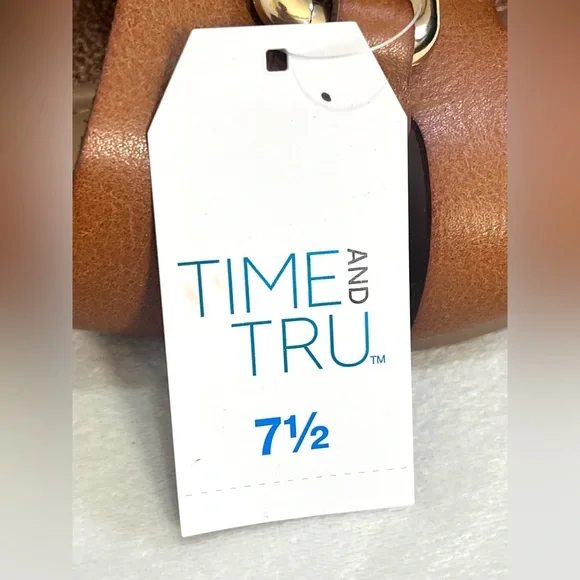 Time and Tru Brown Slide Sandals with Gold Accent Women’s Size 7.5 NWT - Picture 6 of 15